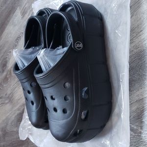 Platform croc type slides Black Approximate Size 8
